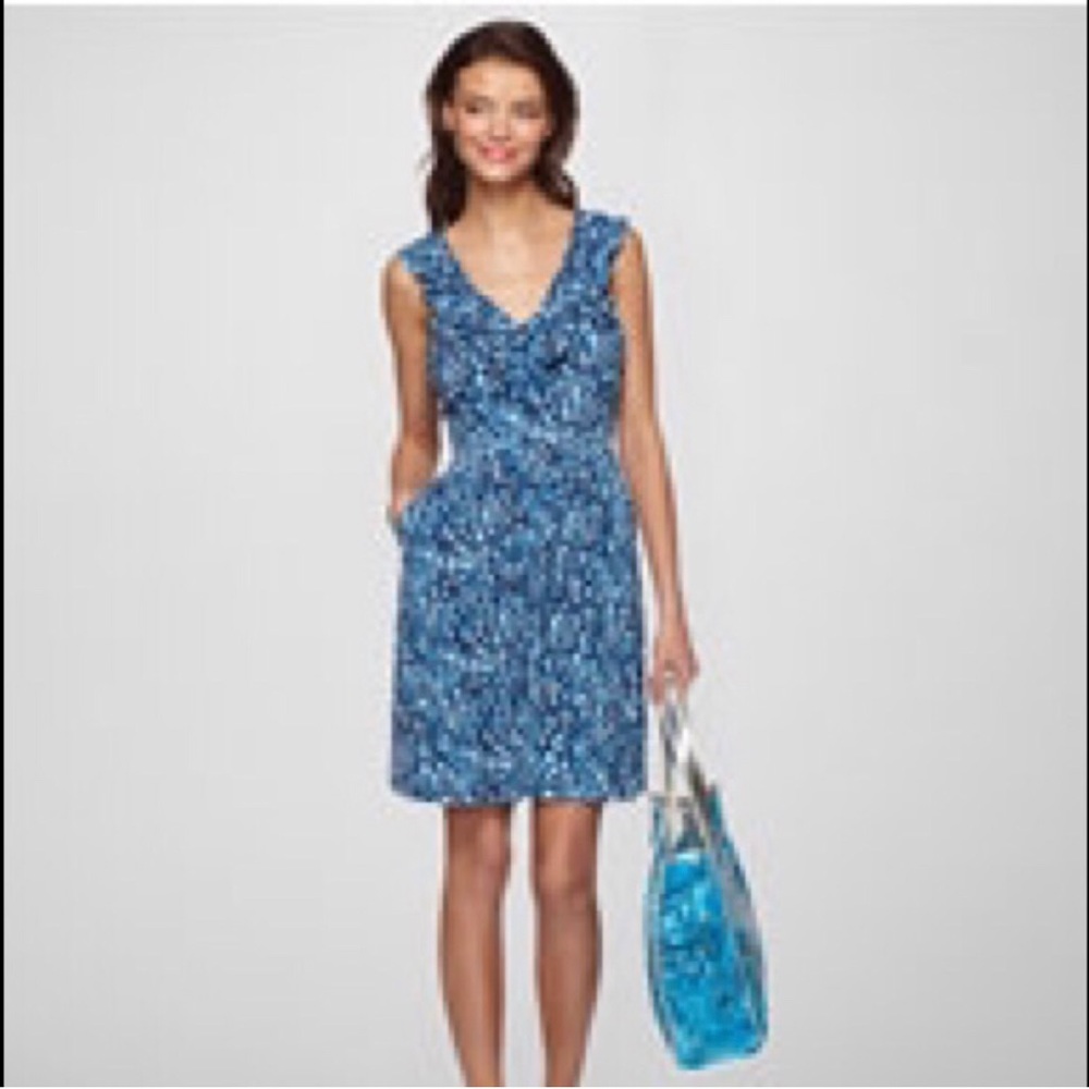 Lilly Pulitzer Katy Summer Dress Ruffle Neck Sz XS